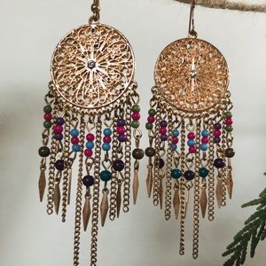 Wind chime earrings 💜💚🧡